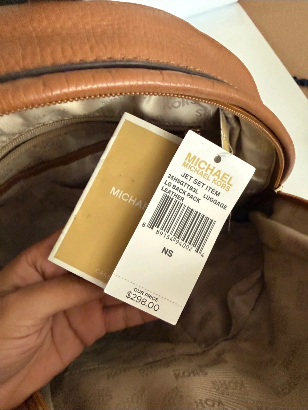 Michael Kors Brown Leather Backpack with Gold Hardware